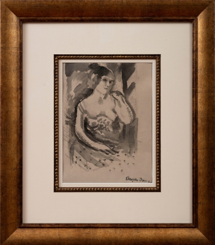 Seated Woman with Polka Dot Dress